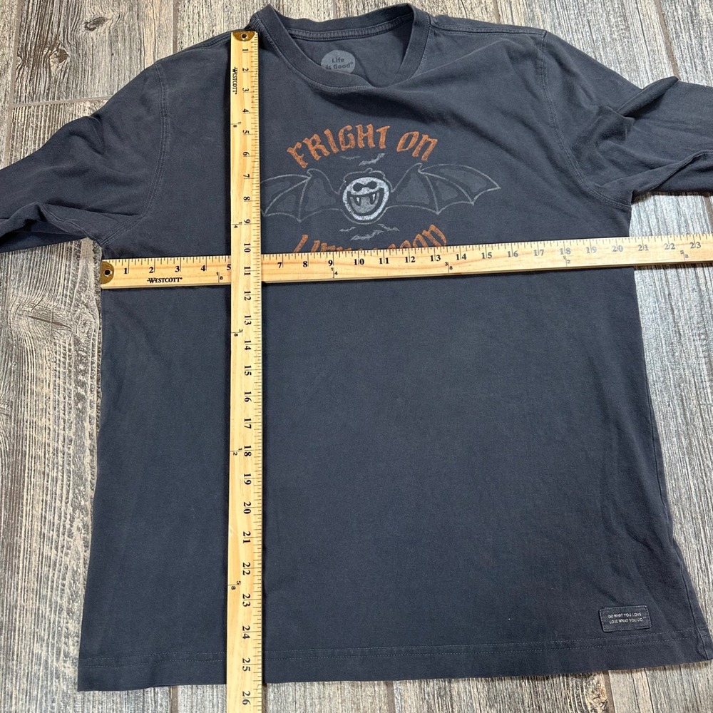 Life is Good Fright On Bat Graphic‎ Long Sleeve T Shirt Mens Medium - Picture 7 of 11